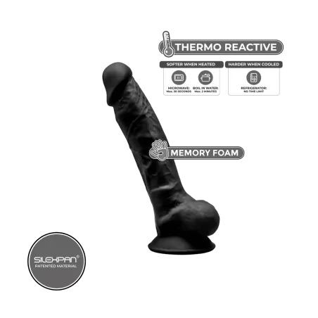 Dildo Negro de Doble Densidad (toque realista) - 17,5 cm — con testículos - SilexD (22,90 €) | Poppers Express