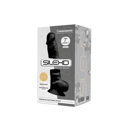 Black Double Density Dildo (realistic touch) - 17.5 cm — with testicles - SilexD (€22.90) | Poppers Express