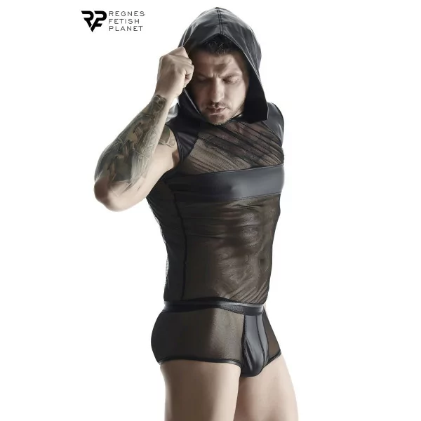 Wetlook and Mesh Hoodie T-Shirt - Regnes (€34.92) | Poppers Express