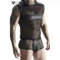 Wetlook and Mesh Hoodie T-Shirt - Regnes (€34.92) | Poppers Express