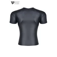 Schwarzes Wetlook T-Shirt mit V-Ausschnitt - Regnes (34,90 €) | Poppers Express