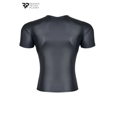 Schwarzes Wetlook T-Shirt mit V-Ausschnitt - Regnes (34,90 €) | Poppers Express