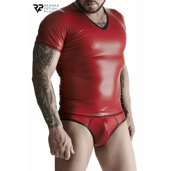 Camiseta Roja de Wetlook con Cuello en V - Regnes (34,90 €) | Poppers Express