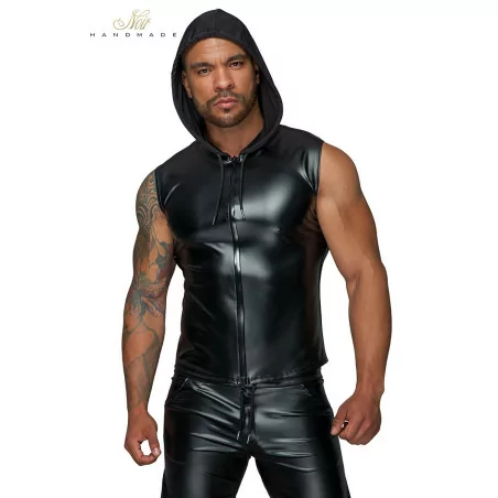 Mouwloos Hooded Vest in Stretch Powerwetlook - (€ 69,90) | Poppers Express