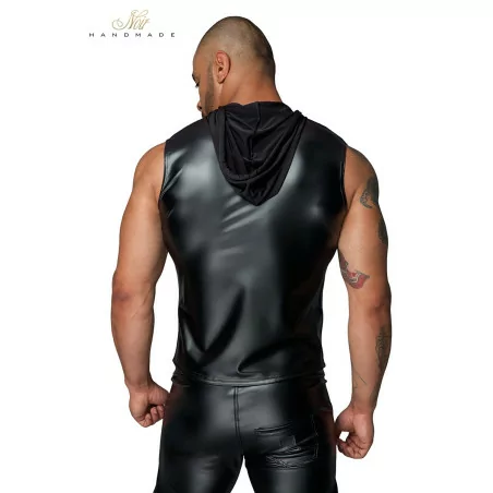 Sleeveless Hooded Vest in Stretchy Powerwetlook - (€69.90) | Poppers Express