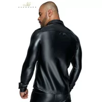 Black Stretch Wetlook and Vinyl Shirt — MissBehaved - (€73.90) | Poppers Express