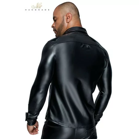 Black Stretch Wetlook and Vinyl Shirt — MissBehaved - (€73.90) | Poppers Express