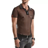 Black Transparent Mesh Polo - Regnes (€54.90) | Poppers Express