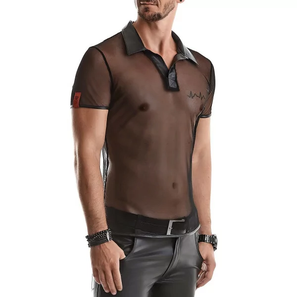 Schwarzes Transparentes Netz-Poloshirt - Regnes (54,90 €) | Poppers Express