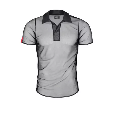 Black Transparent Mesh Polo - Regnes (€54.90) | Poppers Express