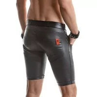 Low-Rise Stretchy Wet Look Bermuda Shorts - Regnes (€84.90) | Poppers Express