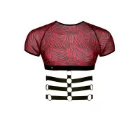 Crop Top Cebra Rojo & Negro y Arnés Sexy - Regnes (58,25 €) | Poppers Express