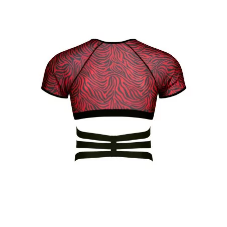 Crop Top Cebra Rojo & Negro y Arnés Sexy - Regnes (58,25 €) | Poppers Express