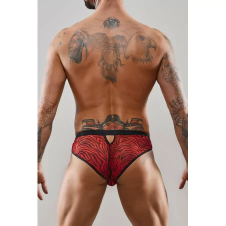 Open Braziliaanse Slip in Rood en Zwart Zebra - Regnes (€ 49,90) | Poppers Express