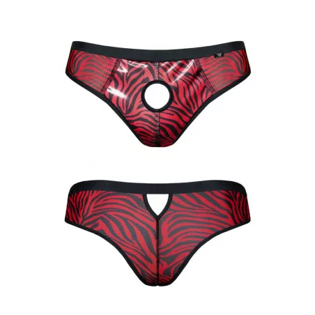 Open Braziliaanse Slip in Rood en Zwart Zebra - Regnes (€ 49,90) | Poppers Express