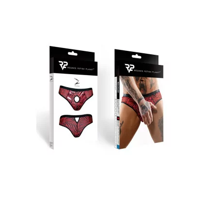 Slip Brésilien Ouvert zébré rouge et noir - Regnes (49,90 €) | Poppers Express