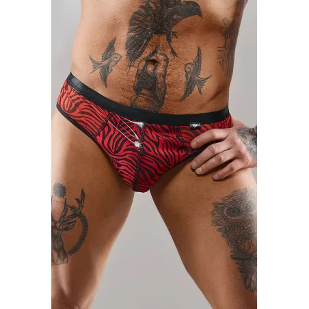 Slip Brasiliano Zebra Rosso e Nero - Regnes (49,90 €) | Poppers Express