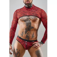 Crop Top in Tulle Zebrato Rosso e Nero - Regnes (59,90 €) | Poppers Express