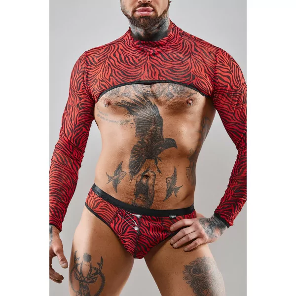 Crop Top de Tulle Cebra Rojo y Negro - Regnes (59,90 €) | Poppers Express