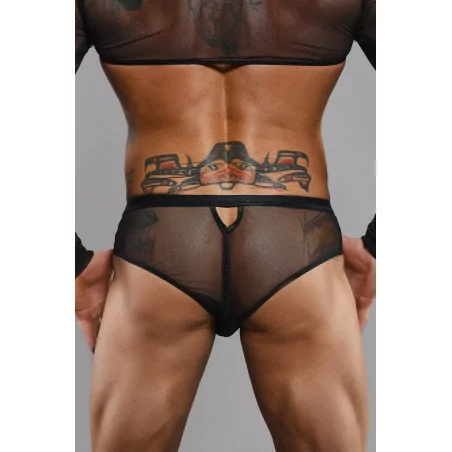 Slip Brasiliano in Mesh e Vinile con Apertura per il Pene - Regnes (49,90 €) | Poppers Express