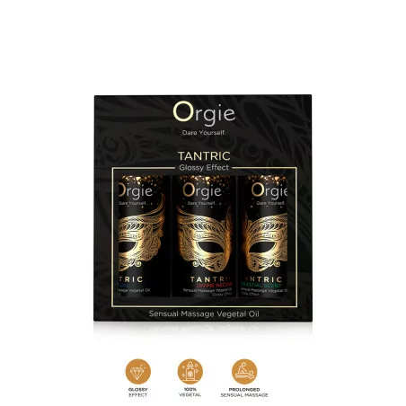 Coffret 3 Huiles de Massage Sensuel Tantric Effet Brillant - Orgie (31,90 €) | Poppers Express