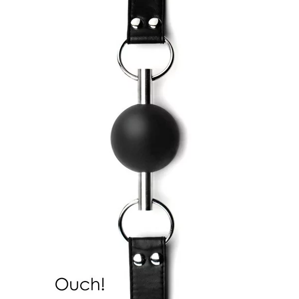 Bavaglio a sfera solido in pelle - nero - Ouch! (24,69 €) | Poppers Express