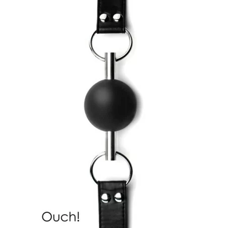 Leren Stevige Ball Gag - Zwart - Ouch! (€ 24,69) | Poppers Express