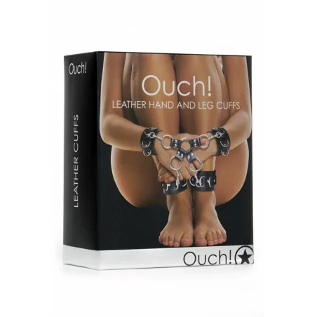 Esposas de cuero en muñecas y tobillos - ¡Ay! - Ouch! (34,56 €) | Poppers Express