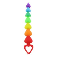 Stimulateur anal Rainbow Heart Beads - Toyjoy