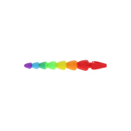 Stimulateur anal Rainbow Heart Beads - Toyjoy