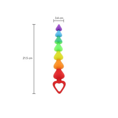 Stimulateur anal Rainbow Heart Beads - Toyjoy