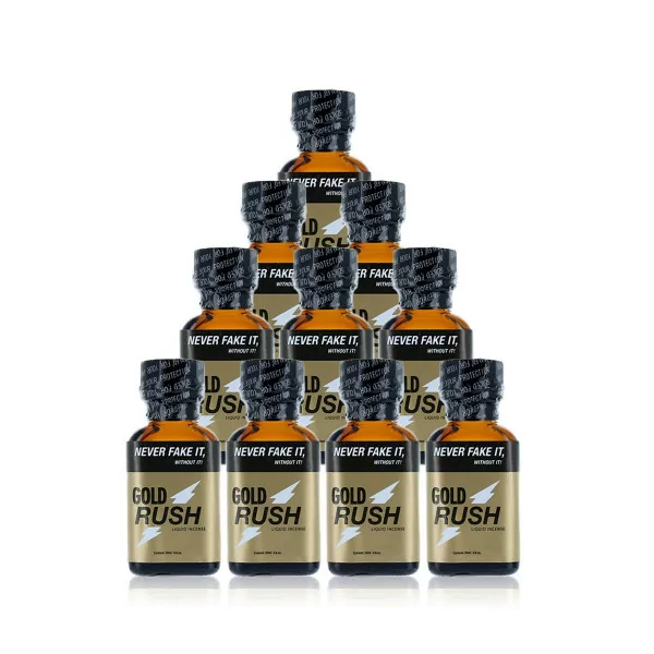 Lot 10 poppers Gold Rush - Grands Flacons 24 ml - Poppers Rush (149,00 €) | Poppers Express