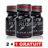 Lot 3 Super Rush Black Label 9ml inclusief 1 gratis - Poppers Rush (€ 29,90) | Poppers Express