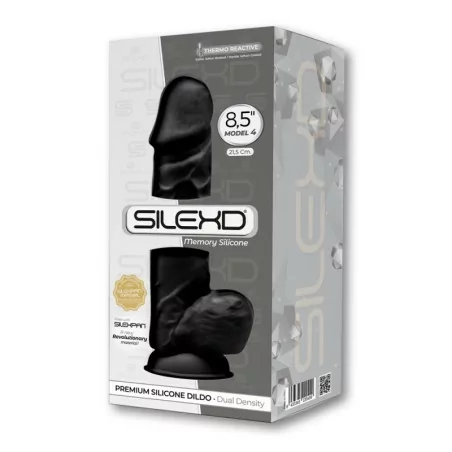 SilexD 21.5cm Black: Thermo-reactive Realistic Touch Dildo with Testicles - SilexD (€54.45) | Poppers Express