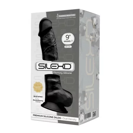 SilexD 23cm Noir : Gode Toucher Réaliste Thermo-réactif avec Testicules - SilexD (49,00 €) | Poppers Express