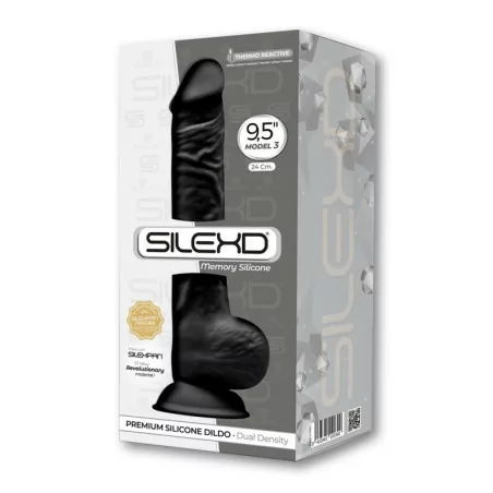 SilexD 24cm Noir : Gode Ultra Réaliste Thermo-réactif avec Testicules - SilexD (45,52 €) | Poppers Express