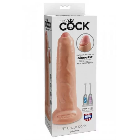 Dildo met intrekbare voorhuid 23,5 cm - King Cock - Pipedream (€ 48,60) | Poppers Express