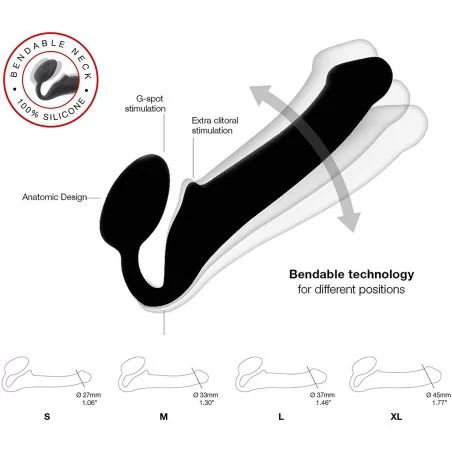 Consolador anatómico con correa negro Strap-on-Me - (54,50 €) | Poppers Express