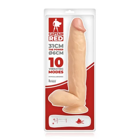 Consolador Vibrador XXL - El Poder 31 x 6 cm - Captain red (49,29 €) | Poppers Express