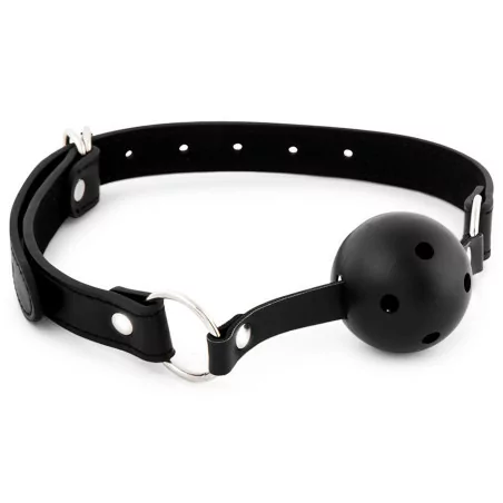 Gag Ball Noir en Cuir - Ouch! (17,80 €) | Poppers Express