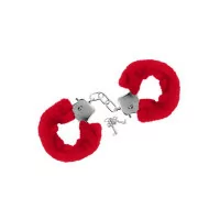 Metalen handboeien met rood bont - (€ 9,82) | Poppers Express