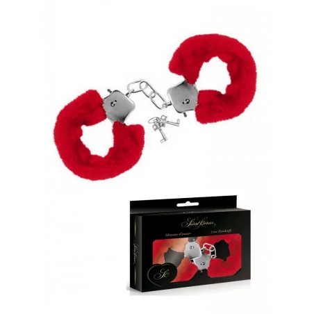 Metalen handboeien met rood bont - (€ 9,82) | Poppers Express