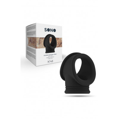 Black Cock Ring with Ball Stretcher - SONO 48