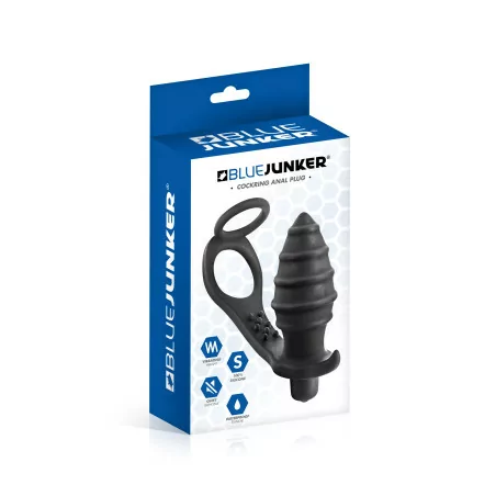 Analplug 10 Vibrationsmodi & doppelter Penisring - Blue Junker (29,55 €) | Poppers Express