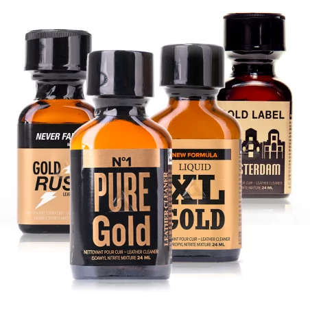 Golden Shower Pack - 4 Gold Label Poppers - (€43.45) | Poppers Express