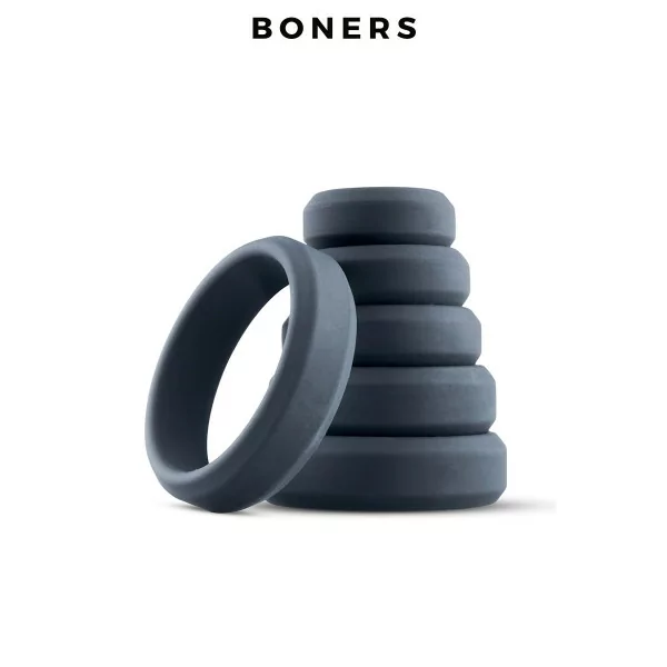 Set de 6 Cockrings Larges en Silicone Haute Qualité - Boners (24,69 €) | Poppers Express