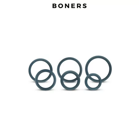 Set de 6 Cockrings Larges en Silicone Haute Qualité - Boners (24,69 €) | Poppers Express