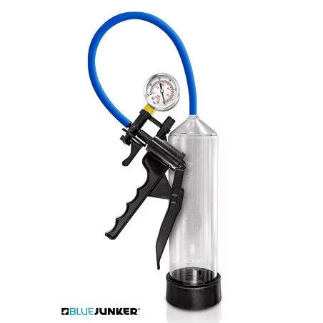 Abgestufte Penispumpe mit Manometer & Pistolengriff - Blue Junker (49,90 €) | Poppers Express