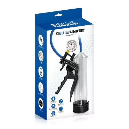 Abgestufte Penispumpe mit Manometer & Pistolengriff - Blue Junker (49,90 €) | Poppers Express