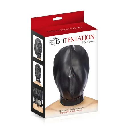 Gesloten Verstelbare BDSM Masker van Leer - Fetish Tentation (€ 21,90) | Poppers Express